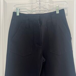 Maeve Black Boot-Cut Pants with Front Patch Pockets